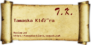 Tamaska Klára névjegykártya